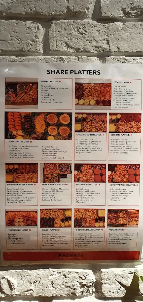 Menu, RASHAYS - Top Ryde