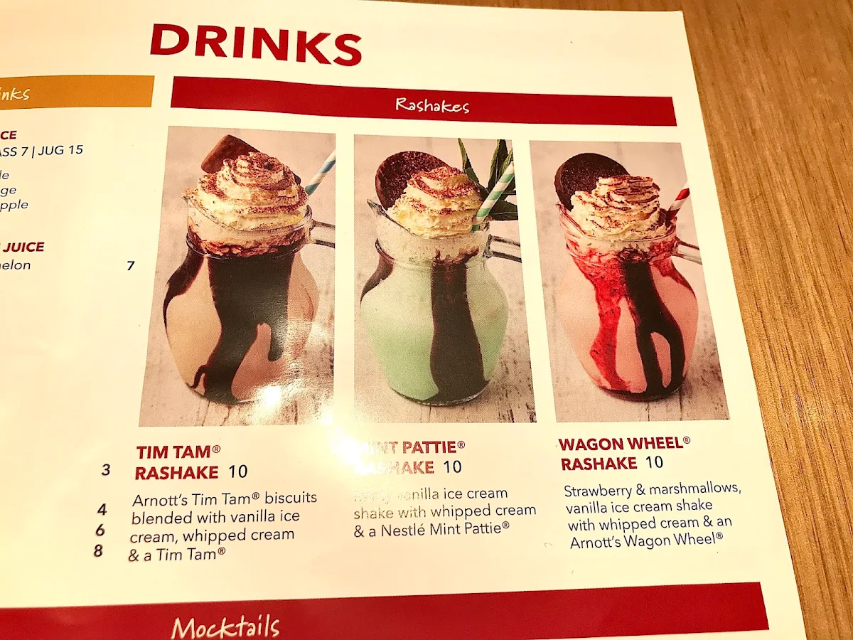 Menu, RASHAYS - Top Ryde
