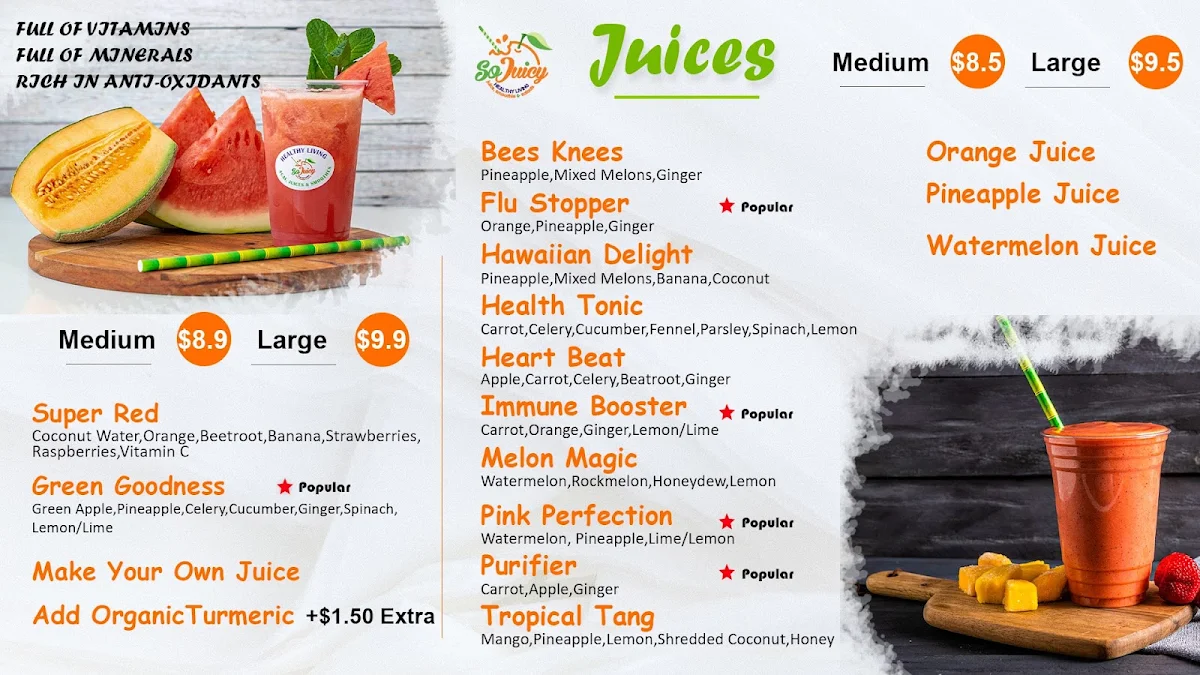 Menu, So Juicy