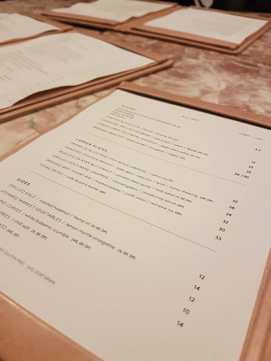 Menu, Lobby Bar