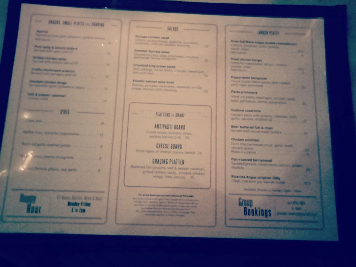 Menu, Establishment Precinct