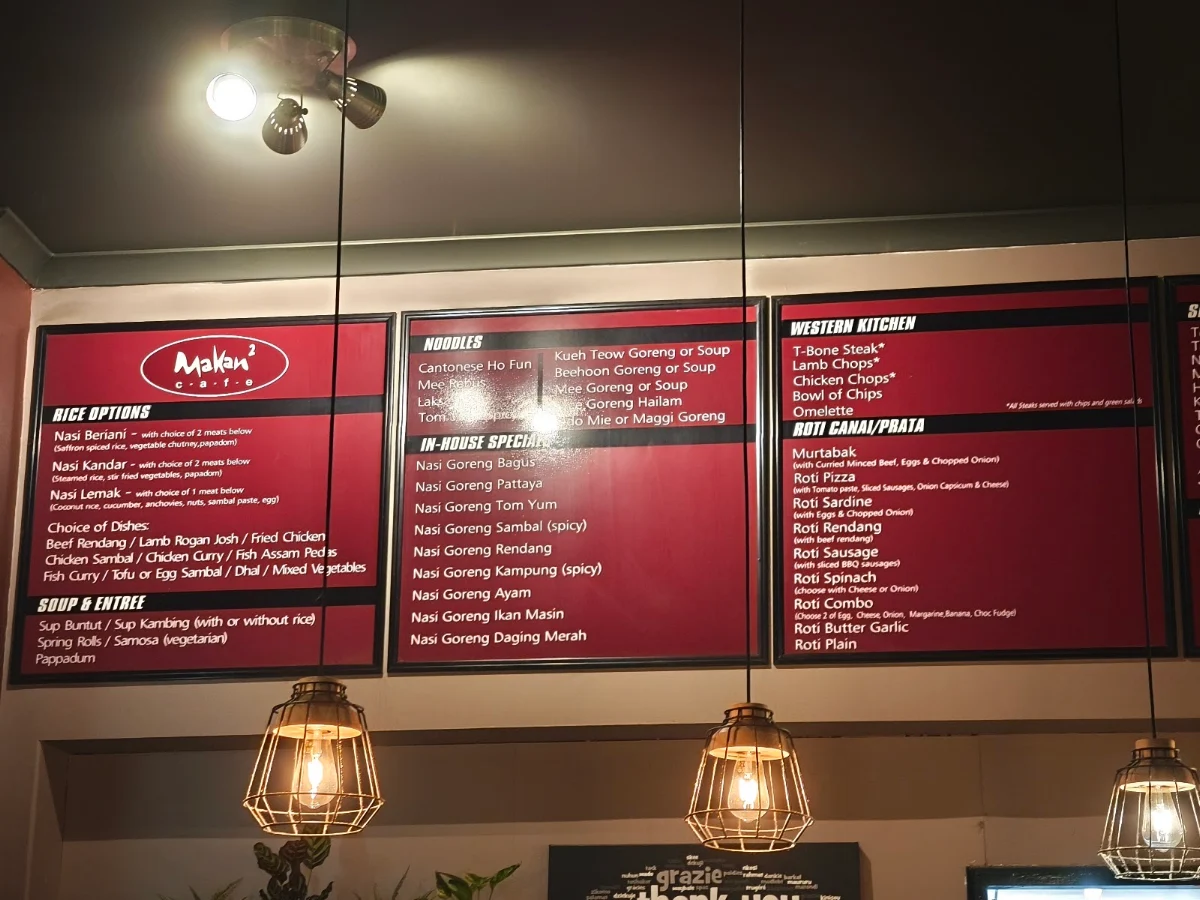 Menu, Makan² Cafe