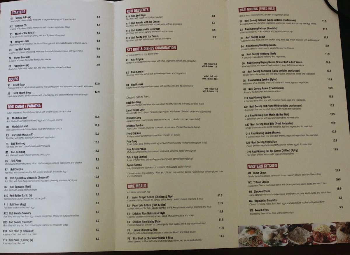 Menu, Makan² Cafe