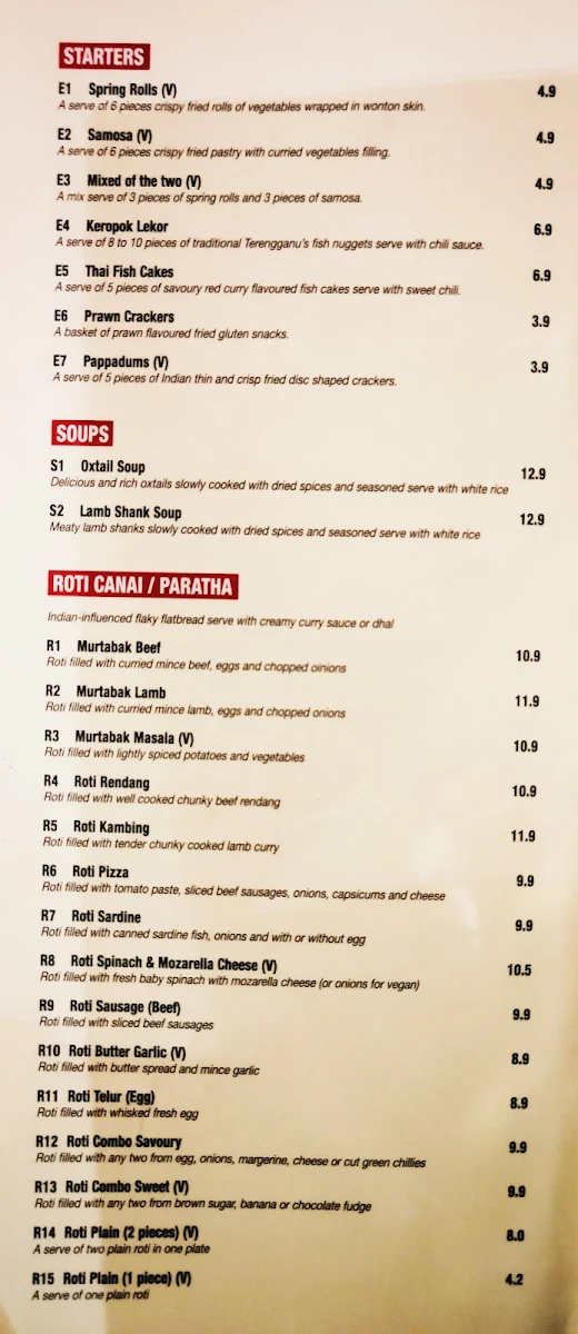 Menu, Makan² Cafe