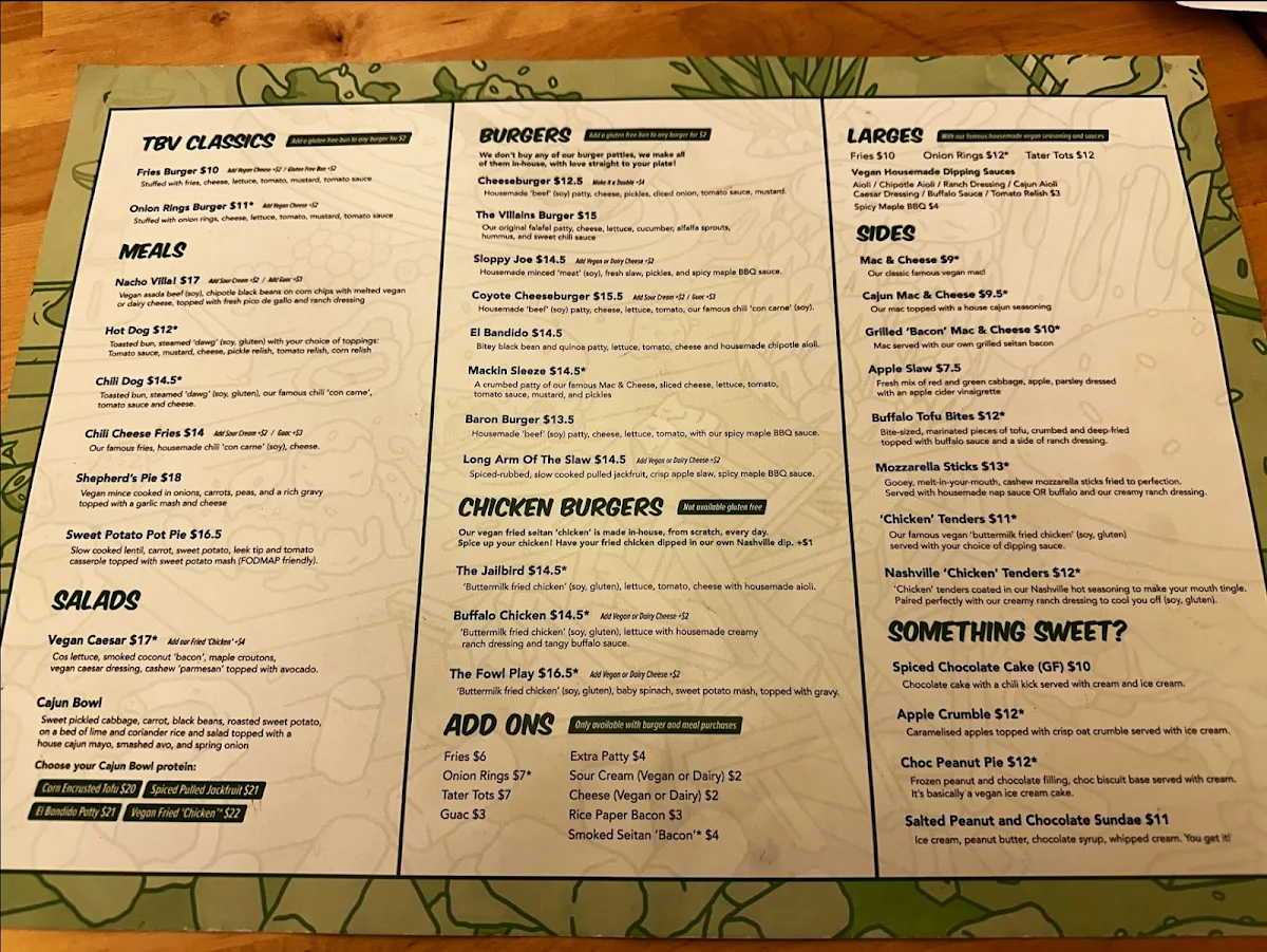 Menu, Two-Bit Villains