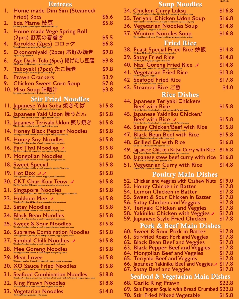 Menu, Noodle Mas