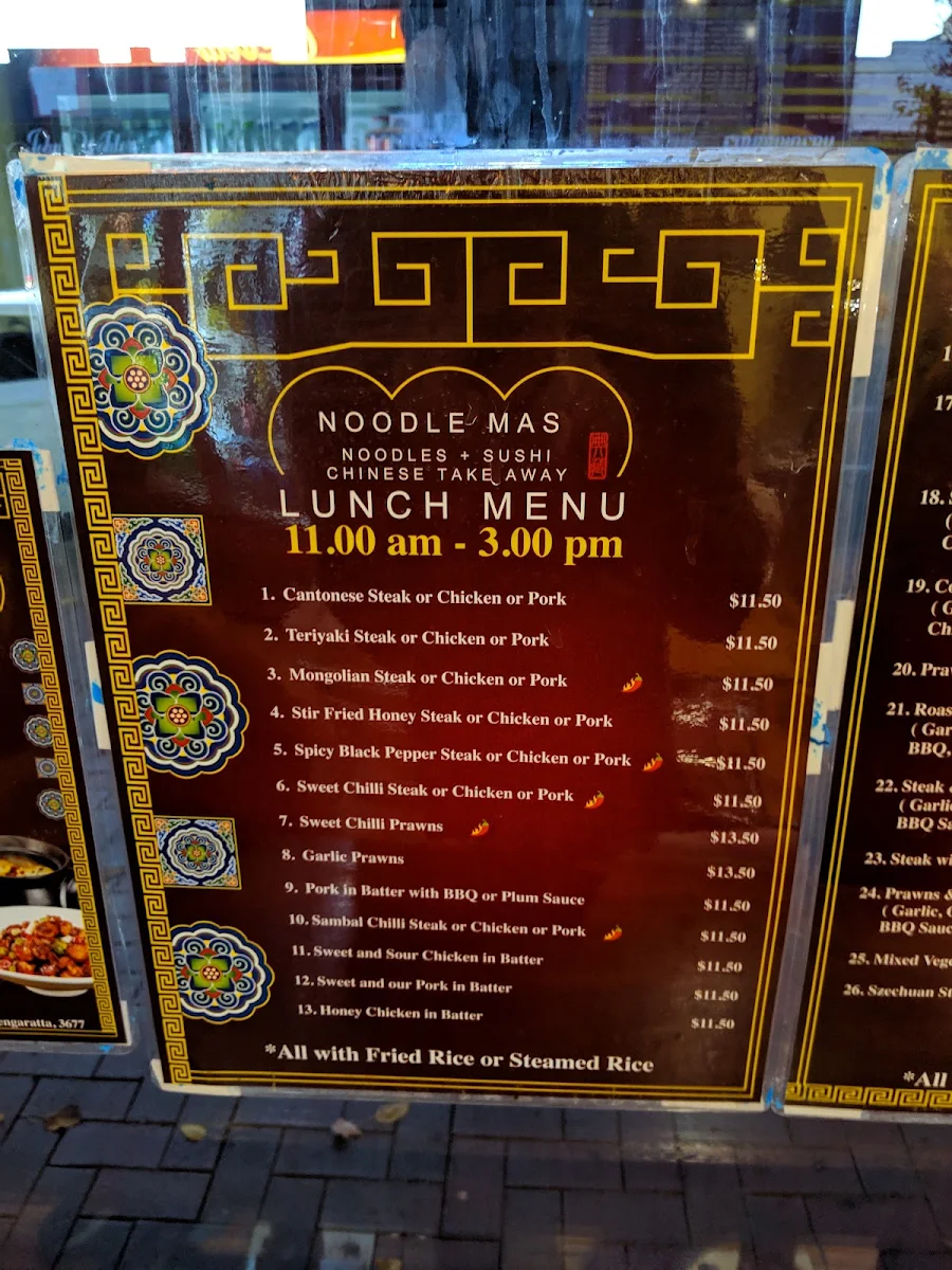 Menu, Noodle Mas