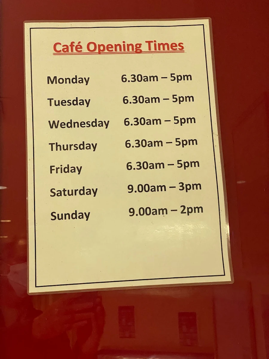 Menu, Harley's Cafe
