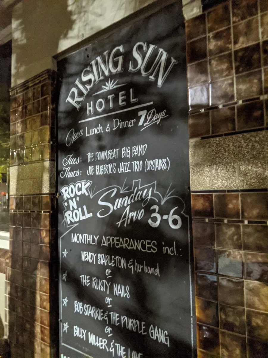 Menu, Rising Sun Hotel South Melbourne