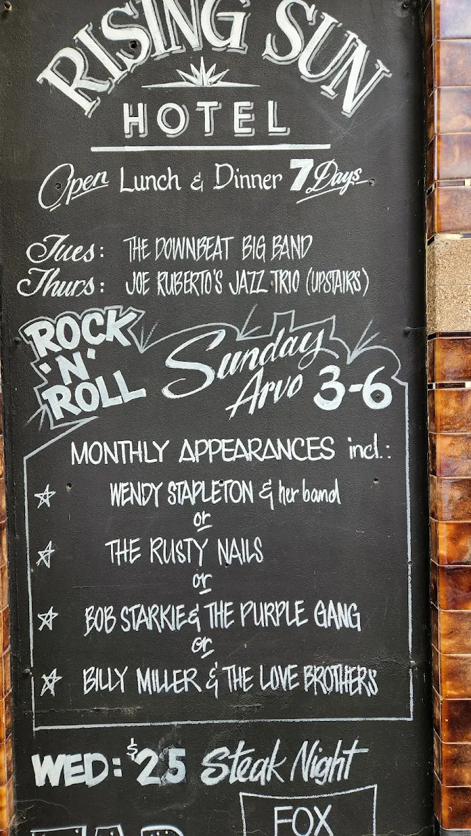 Menu, Rising Sun Hotel South Melbourne