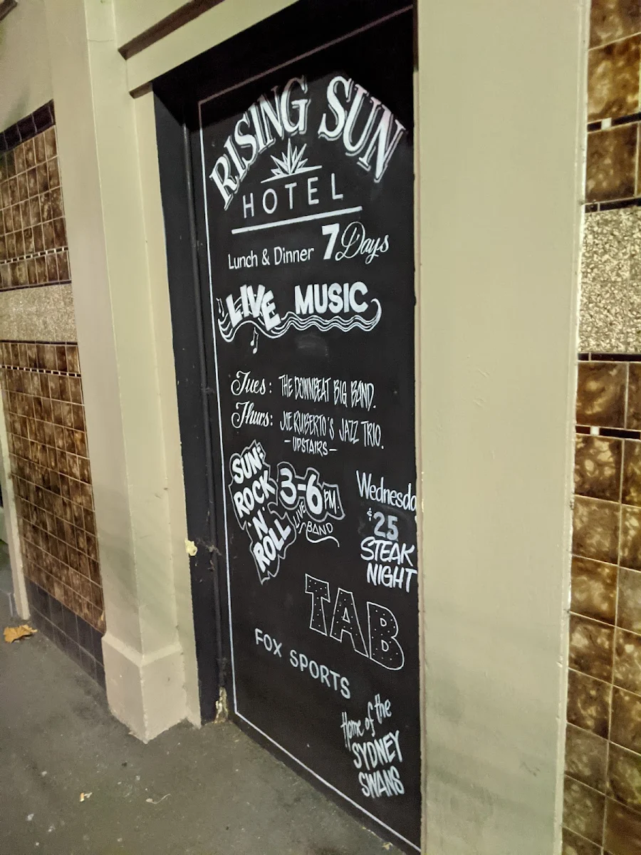 Menu, Rising Sun Hotel South Melbourne