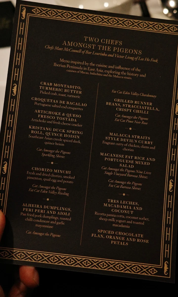 Menu, Lee Ho Fook