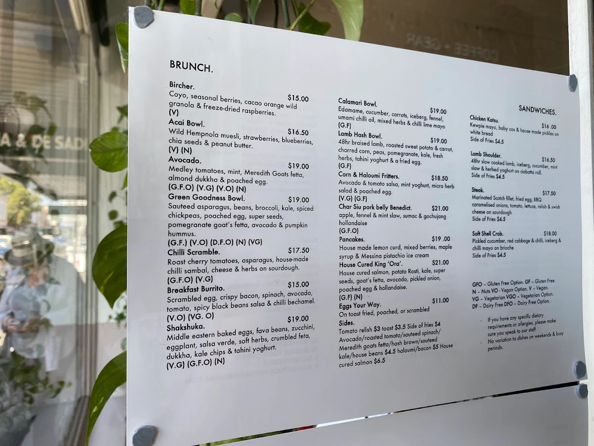 Menu, Blonde Food and Drink