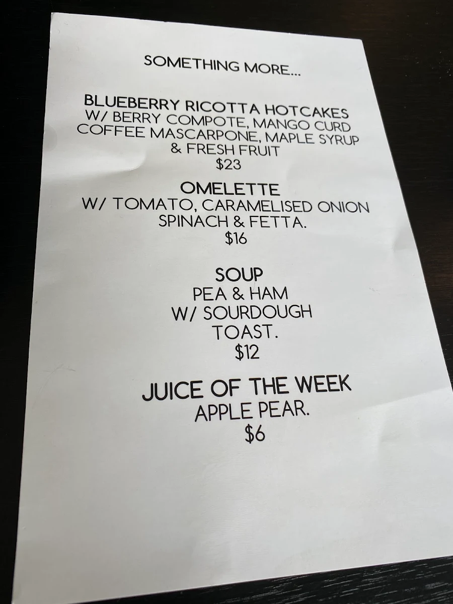 Menu, Blonde Food and Drink
