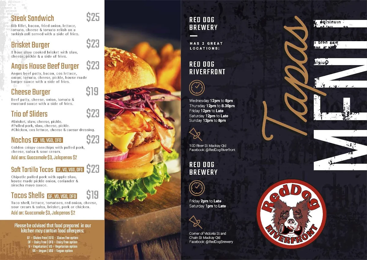 Menu, Red Dog Riverfront