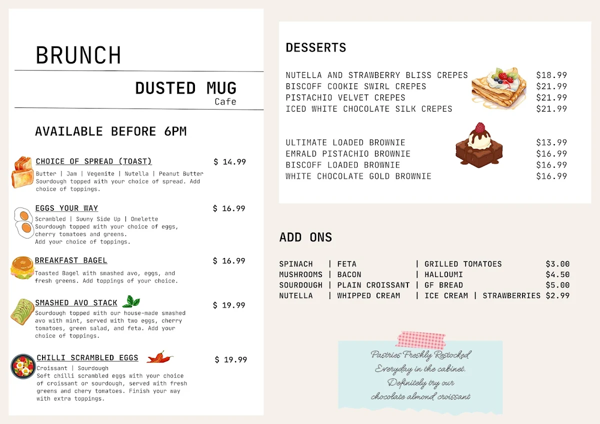 Menu, Dusted Mug