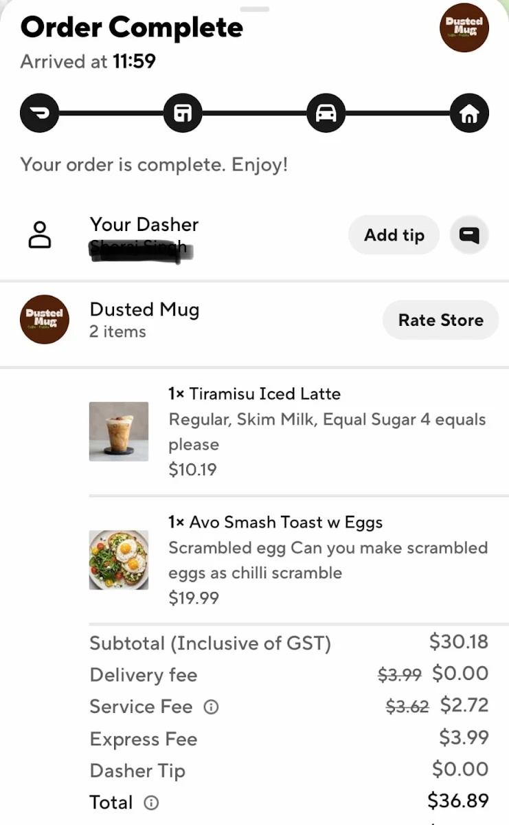 Menu, Dusted Mug