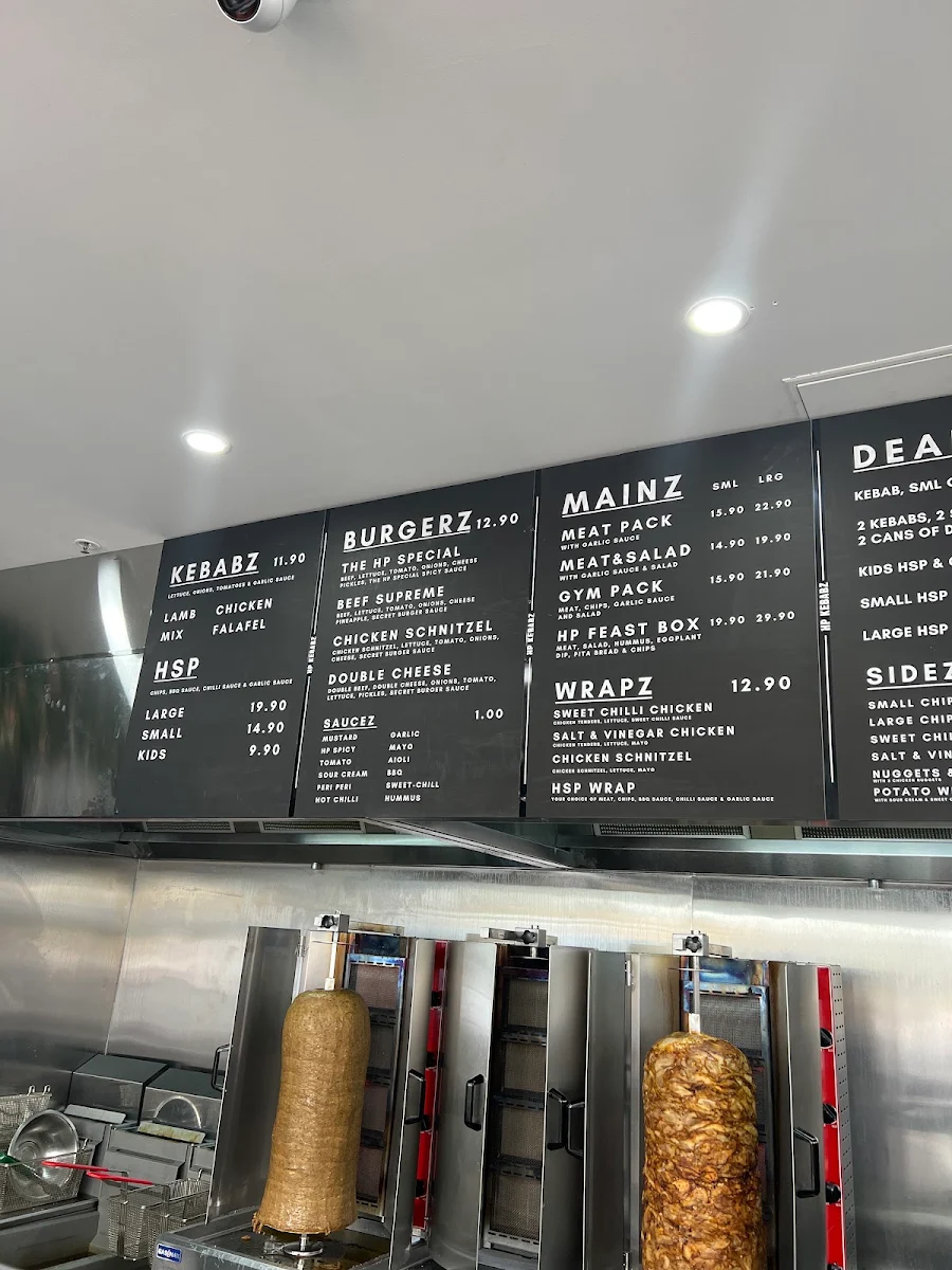 Menu, HP Kebabz - Hampton Park