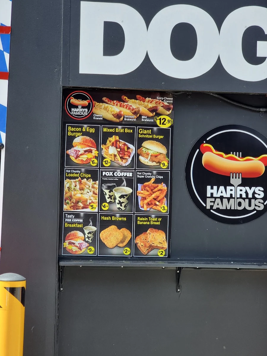 Menu, Harry's Famous Dog and Sausage