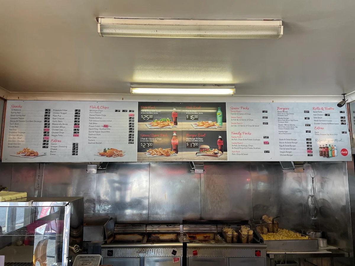 Menu, Samo's Fish Bar