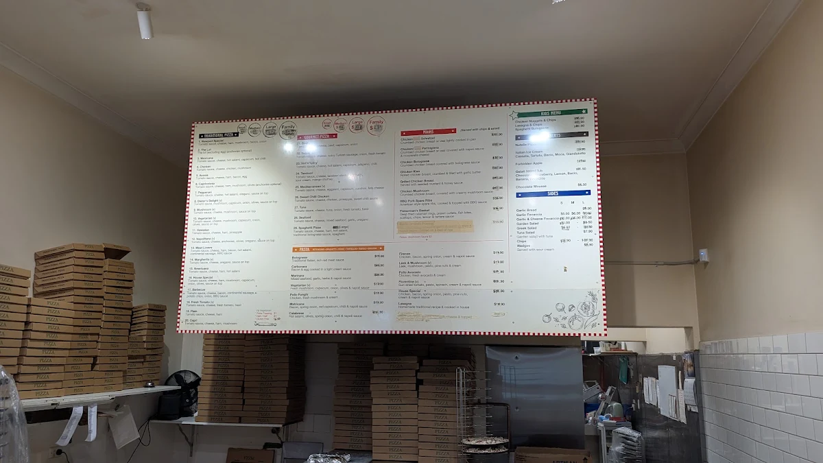 Menu, Newport Pizza