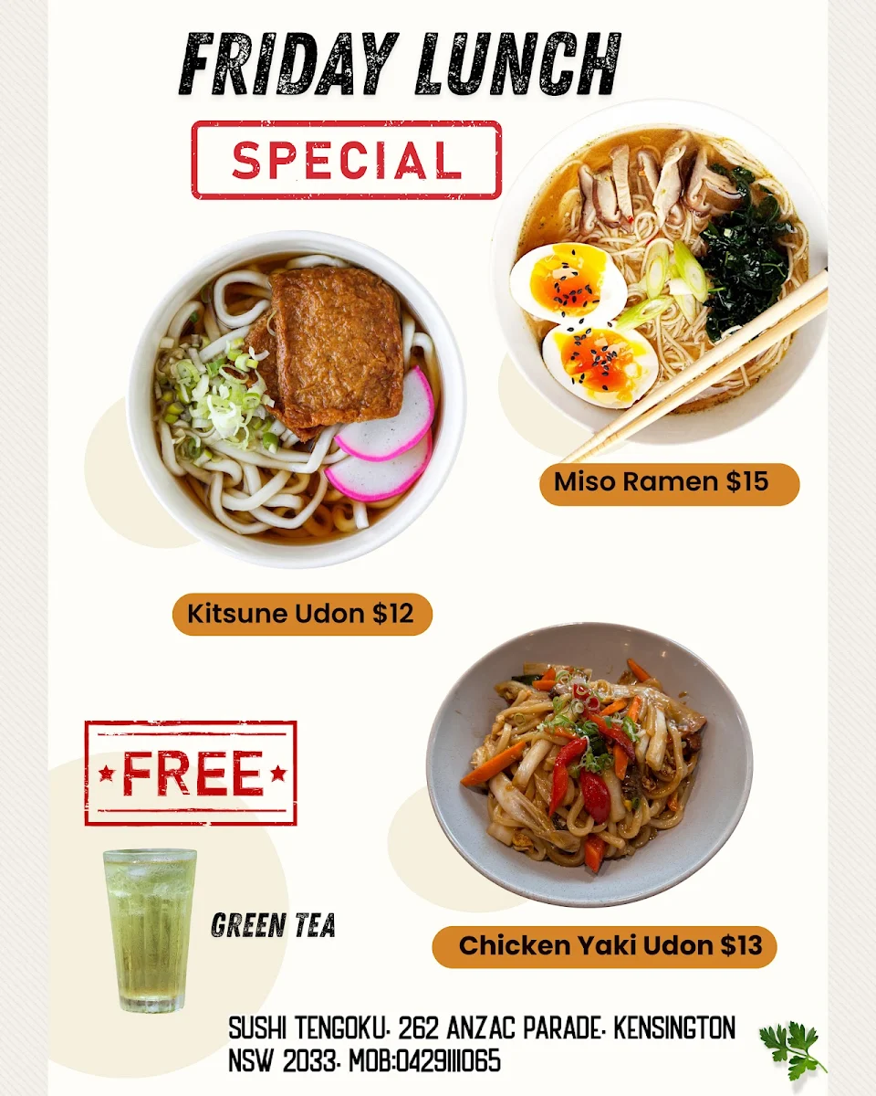 Menu, Sushi Tengoku