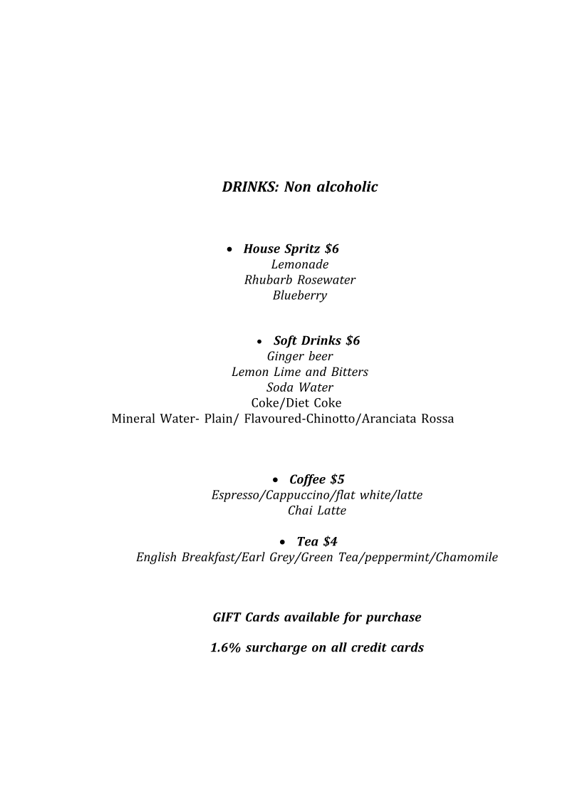 Menu, Assaggio del Forno