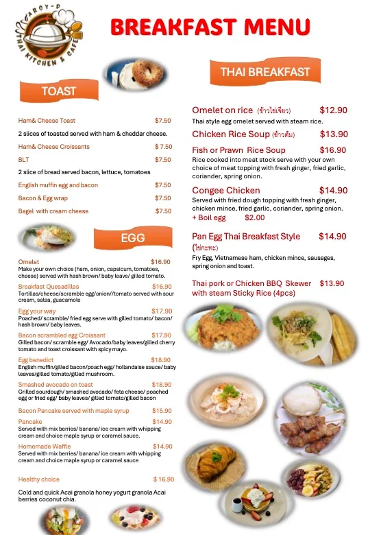 Menu, aRoy-D Thai Kitchen & Cafe