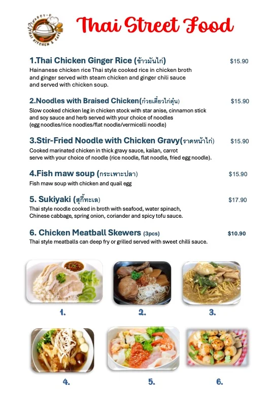 Menu, aRoy-D Thai Kitchen & Cafe