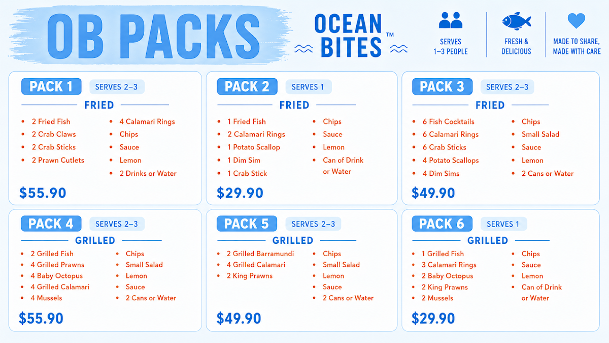Menu, OCEAN BITES CARNES HILL