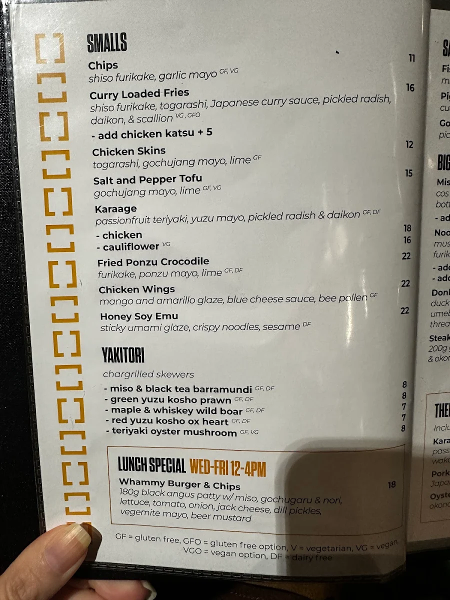 Menu, Working Title Brew Co.