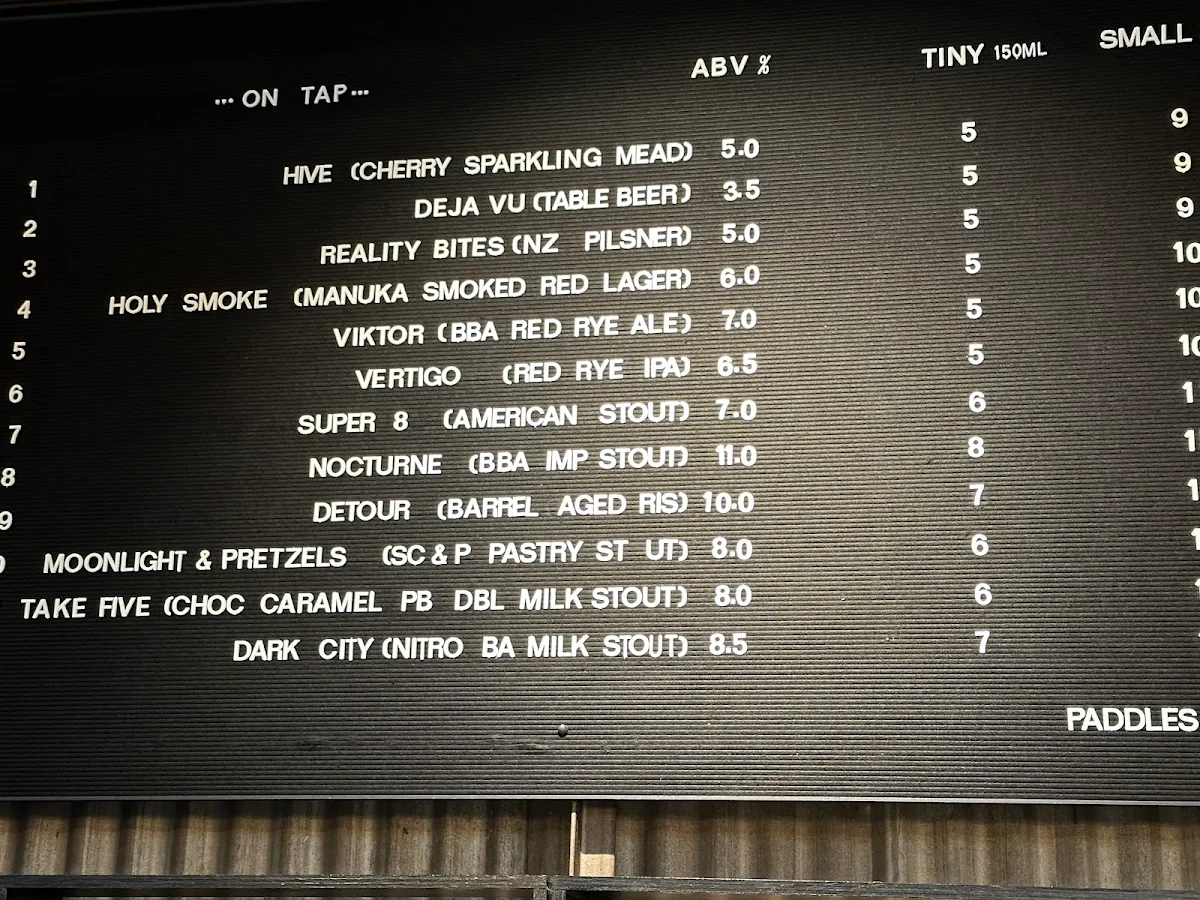 Menu, Working Title Brew Co.