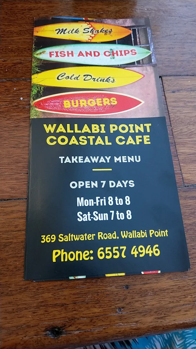 Menu, Wallabi Point Coastal Cafe