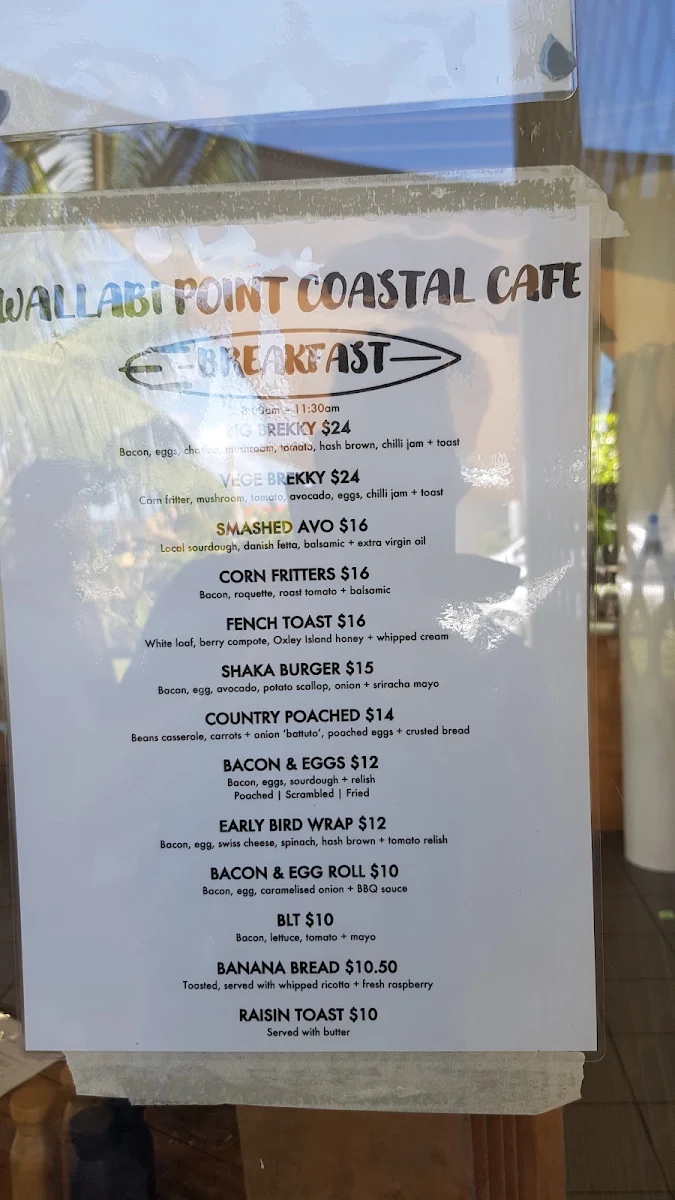 Menu, Wallabi Point Coastal Cafe