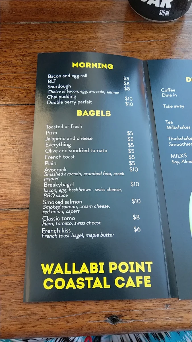 Menu, Wallabi Point Coastal Cafe