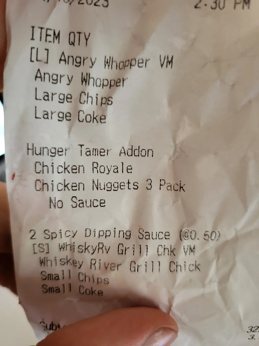Menu, Hungry Jack's Burgers Meadowbrook
