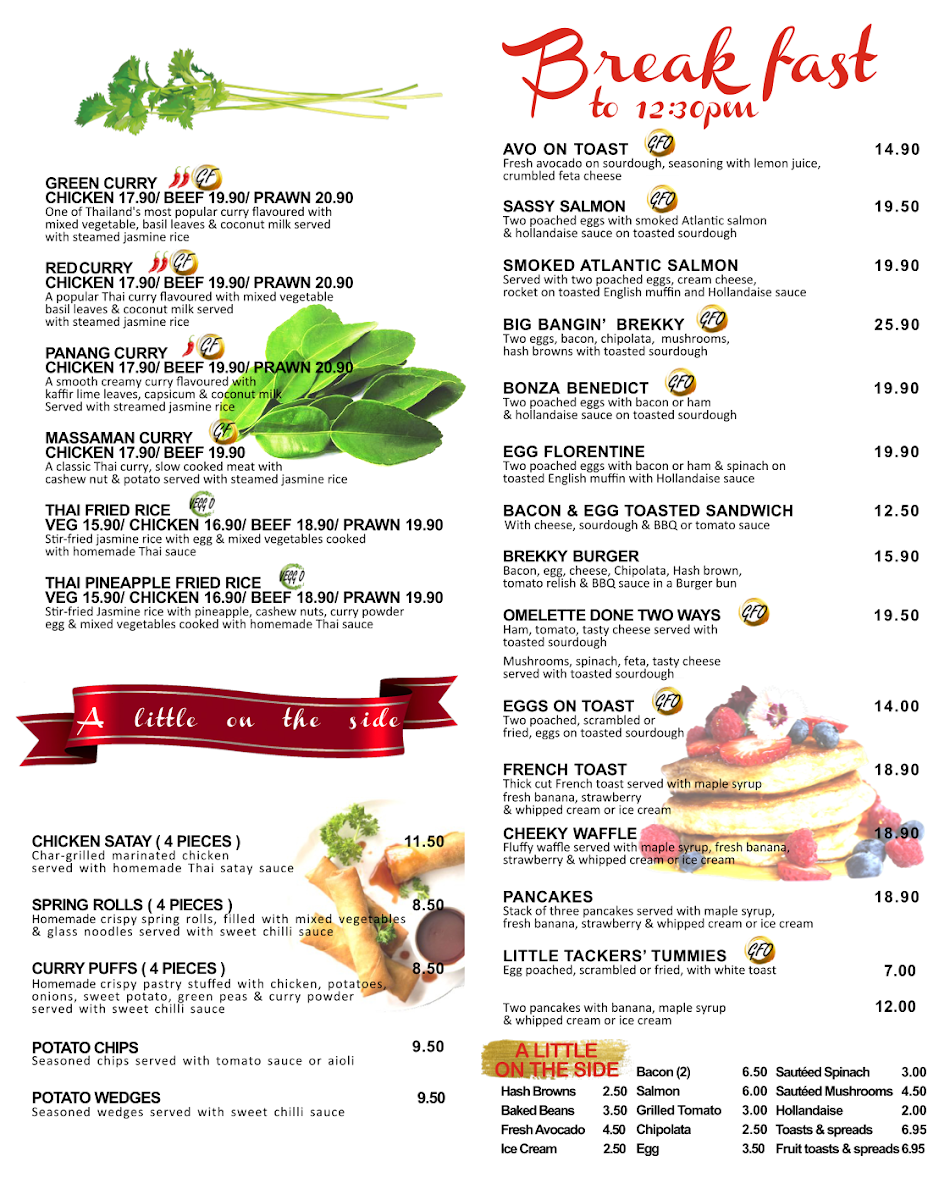 Menu, Cheeky Chinos