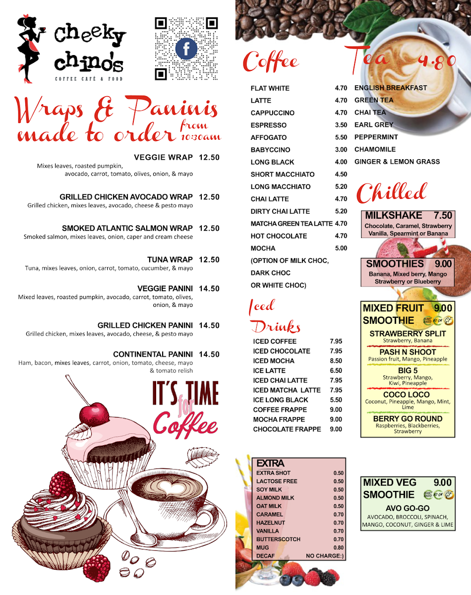 Menu, Cheeky Chinos
