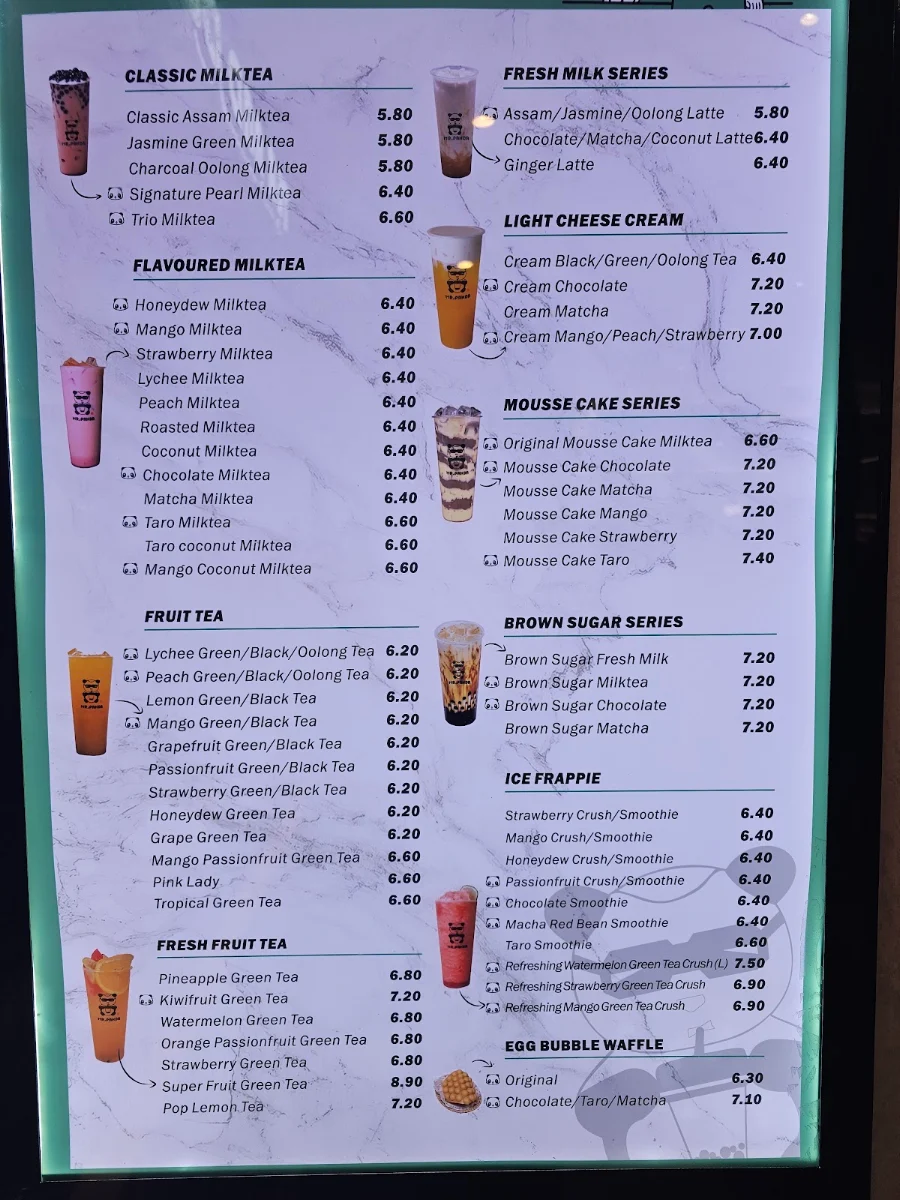 Menu, Mr.Panda Bubble Tea
