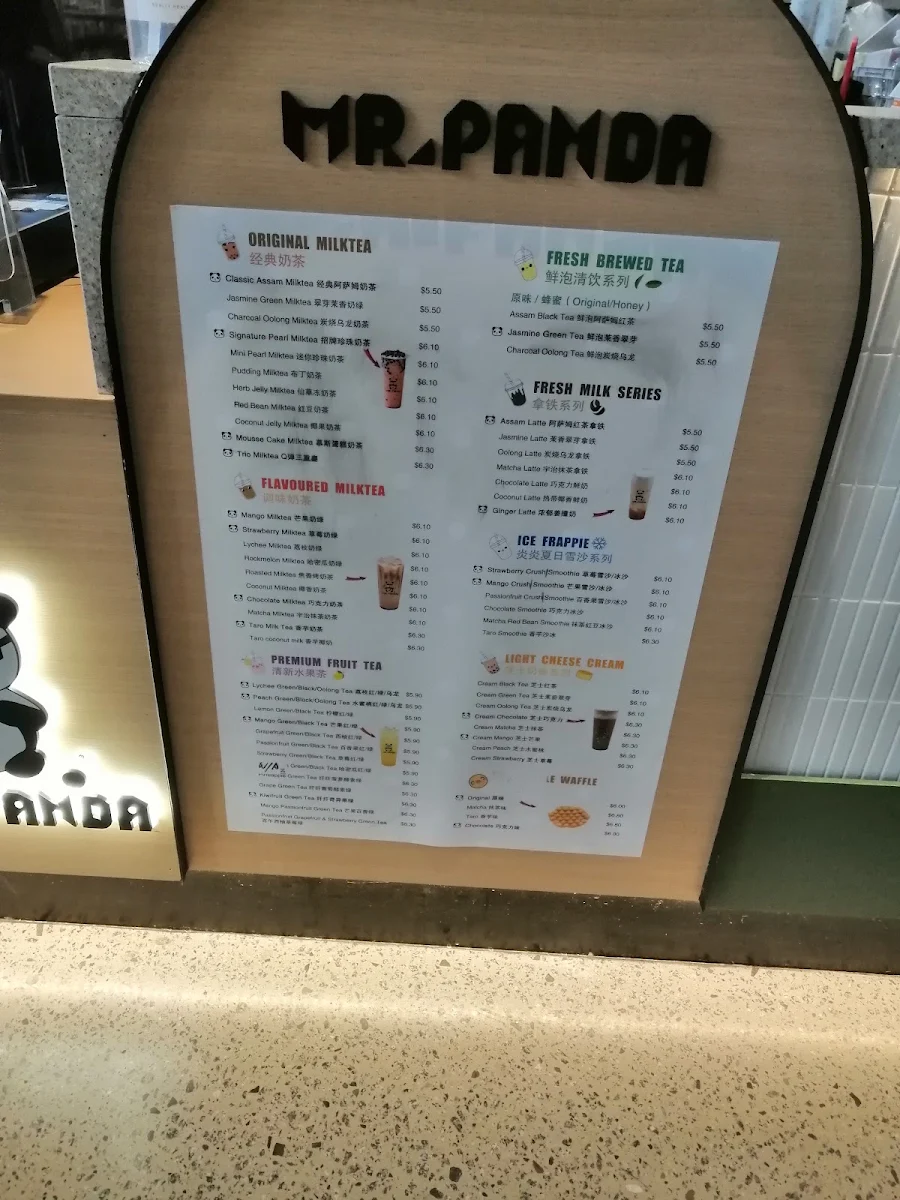 Menu, Mr.Panda Bubble Tea