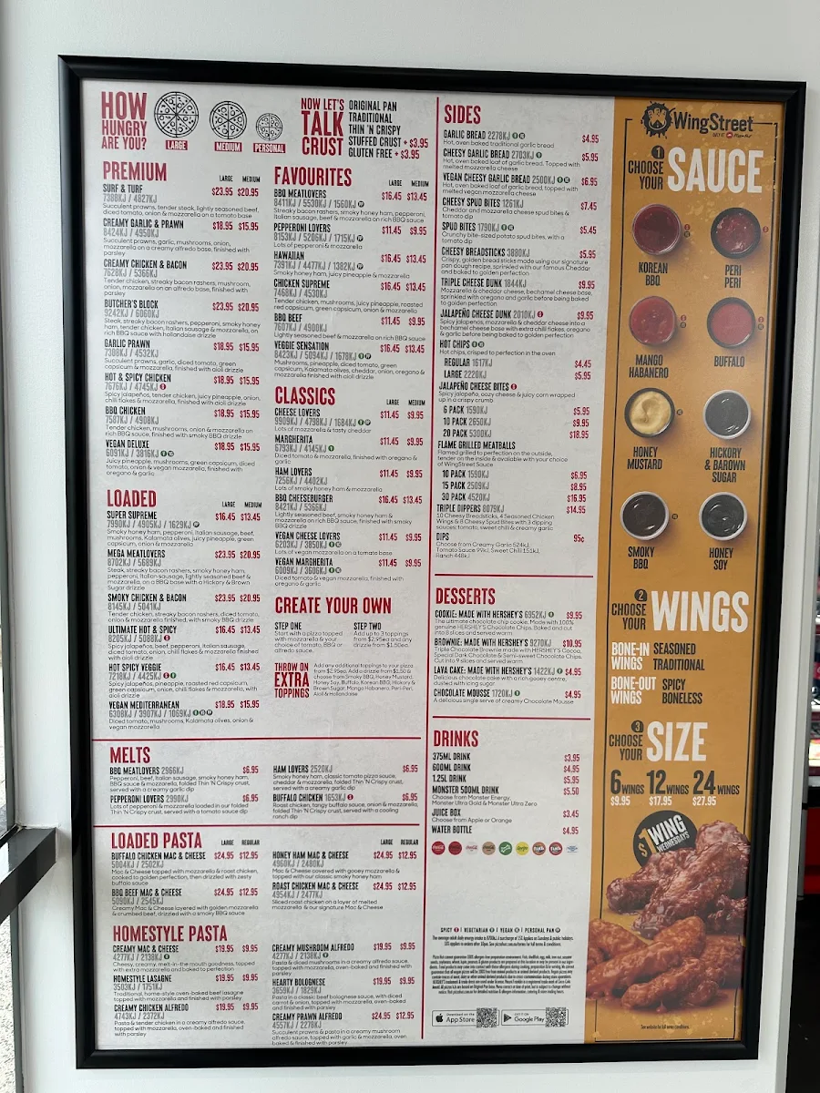 Menu, Pizza Hut Riverton