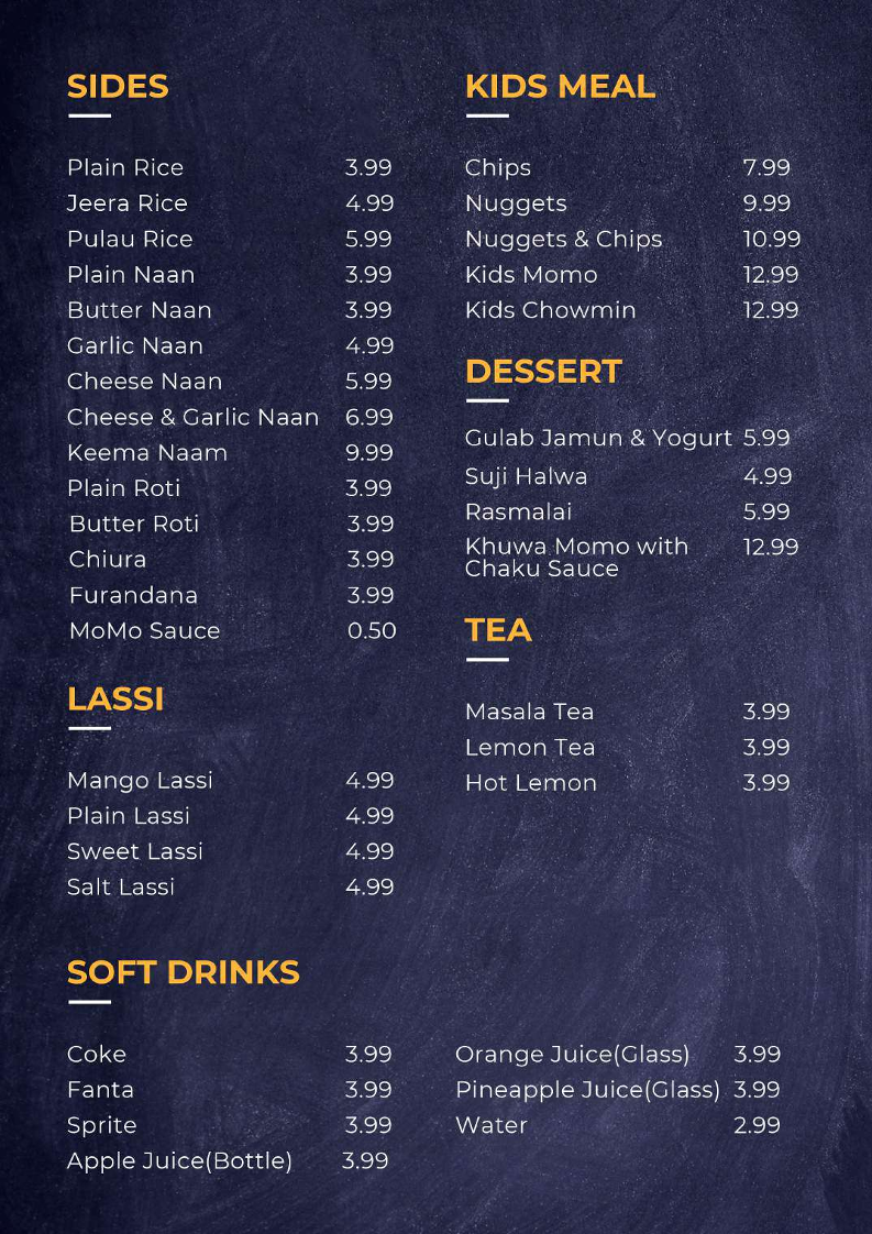 Menu, Lahana Restaurant and Bar
