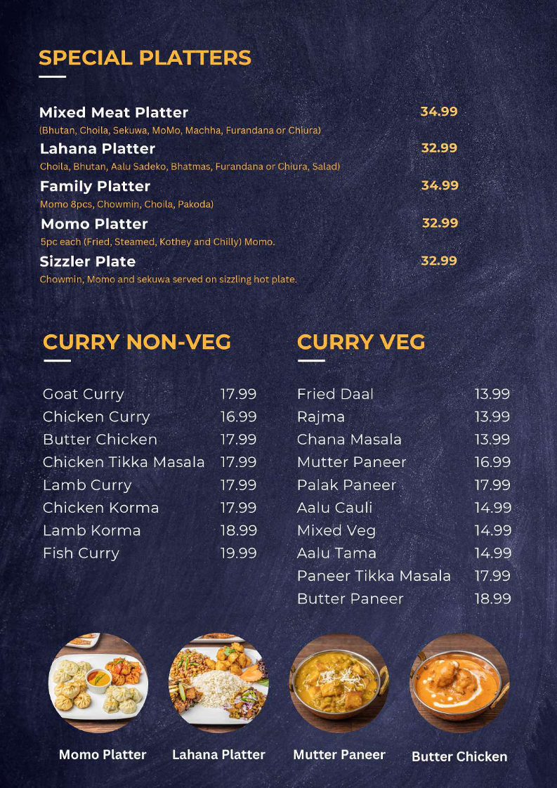 Menu, Lahana Restaurant and Bar