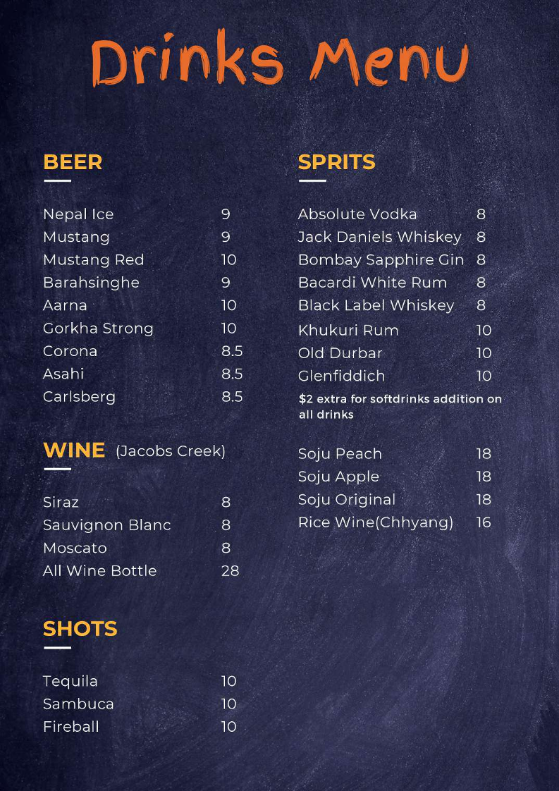 Menu, Lahana Restaurant and Bar