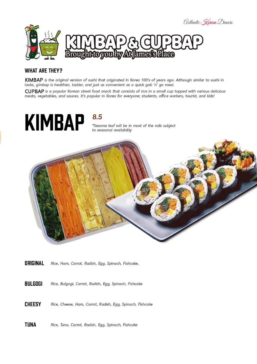 Menu, Kimbap & Cupbap