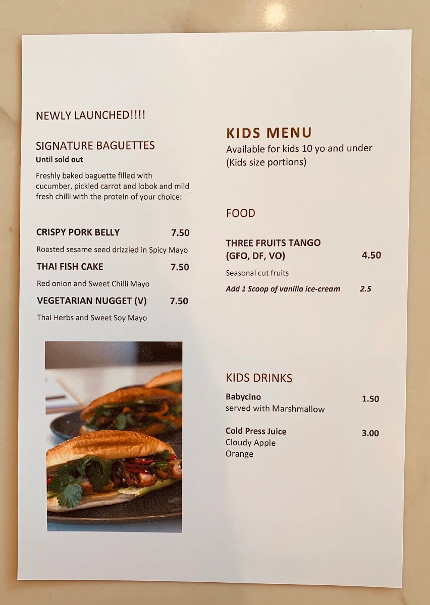 Menu, Little Glass Room Bar & Restaurant