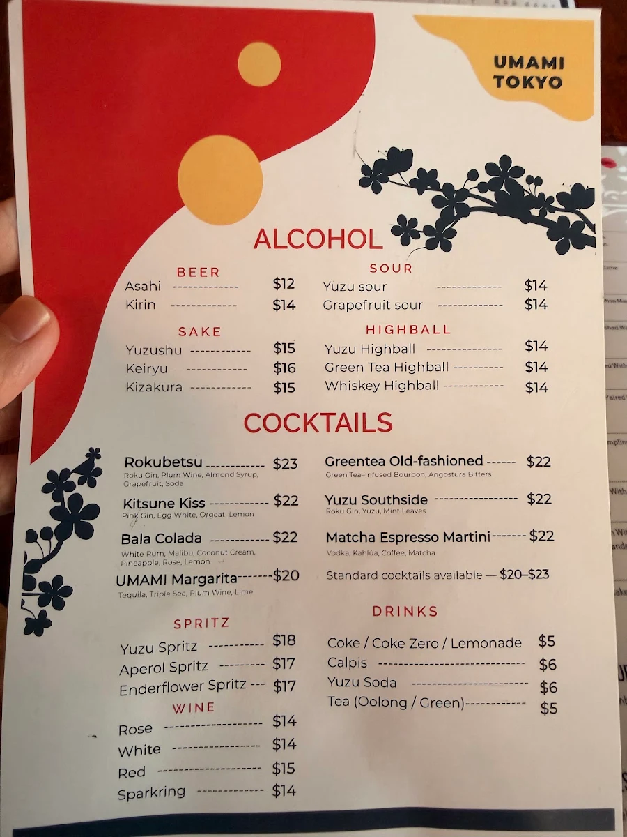 Menu, Umami Tokyo | Ramen and Curry Bar