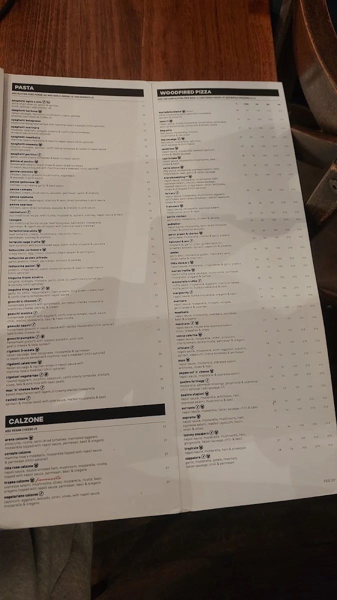 Menu, Criniti’s Carousel