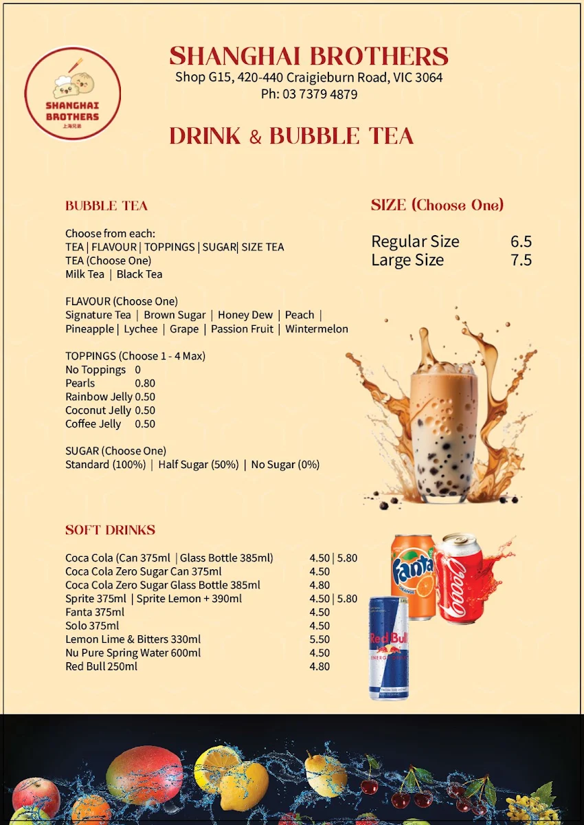 Menu, Shanghai Brothers