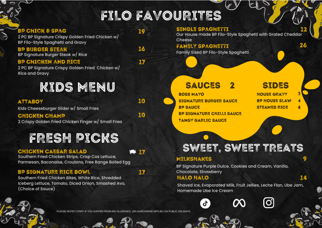 Menu, Burger Point Penrith